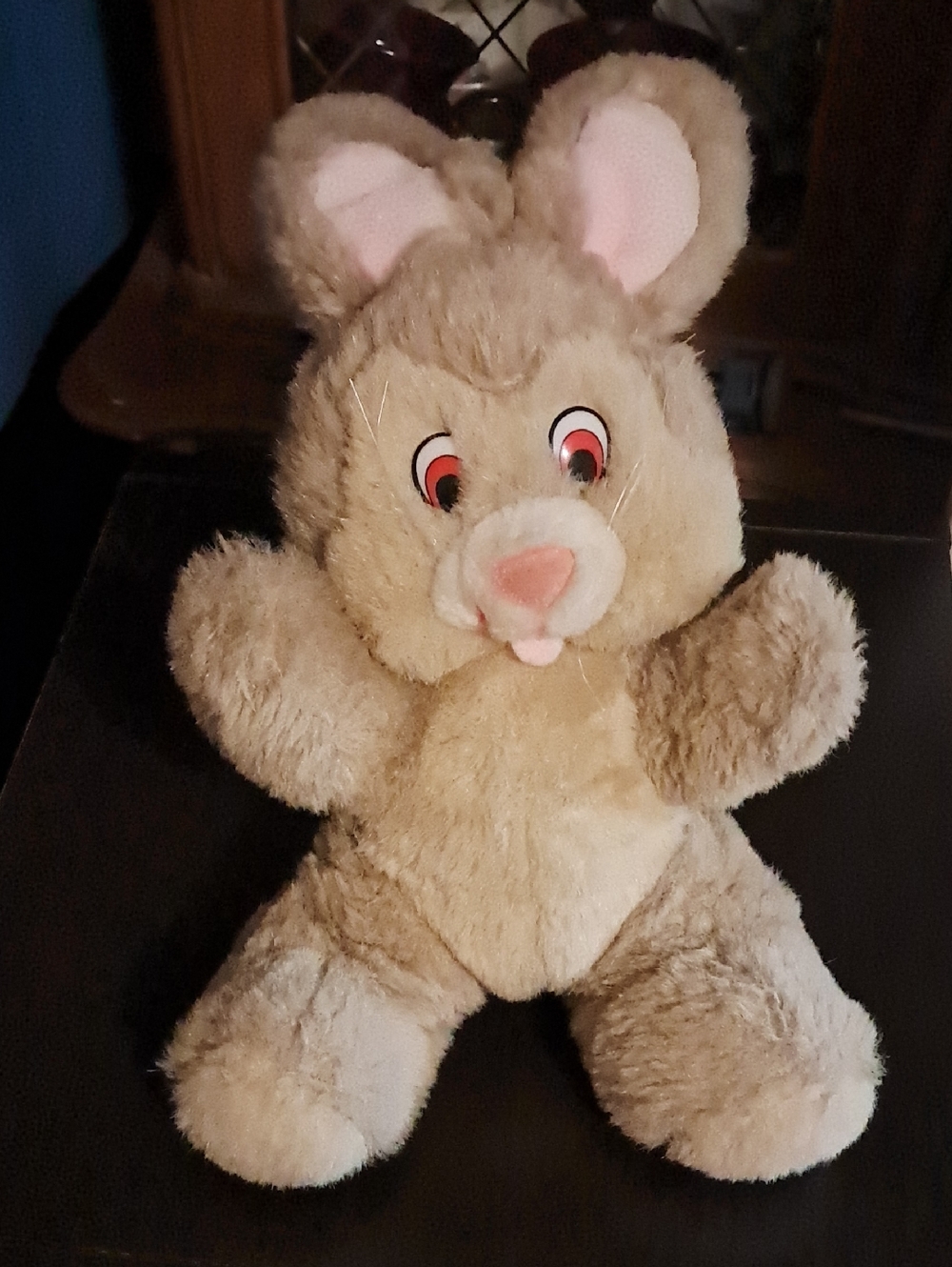 Anco Vintage Plush Bunny Stuffed Animal - Soft Beige and Pink Kids Toy
